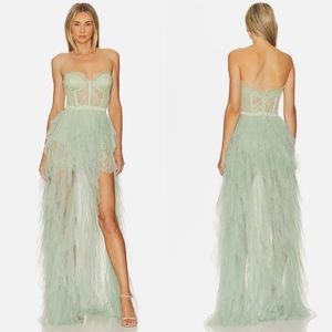 WORN ONCE For Love & Lemons x Revolve Bustier Gown In Sage